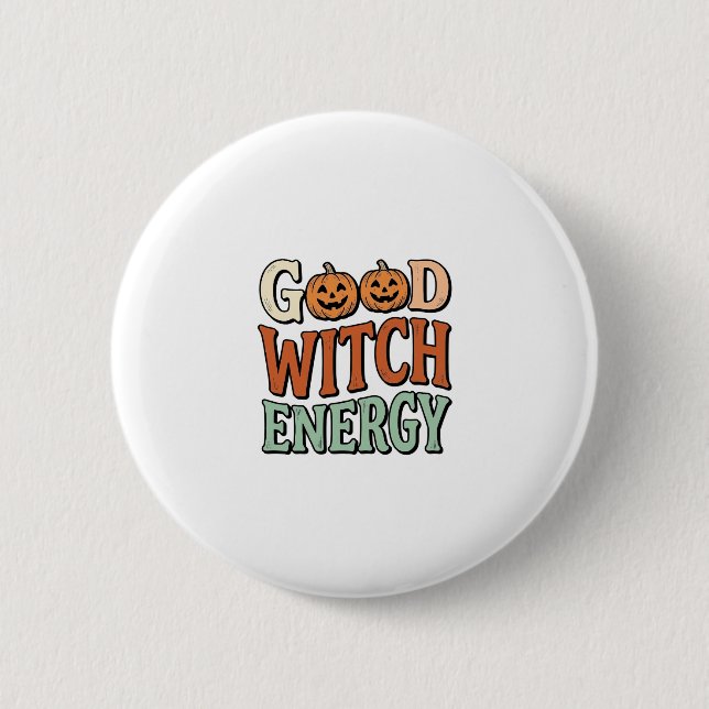 Gute Hexenenergie Vintage Halloween Vektor Design_ Button (Vorderseite)