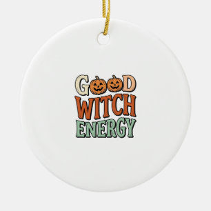 Gute Hexenenergie Vintage Halloween Vektor Design_ Keramik Ornament