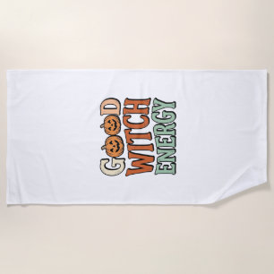 Gute Hexenenergie Vintage Halloween Vektor Design_ Strandtuch