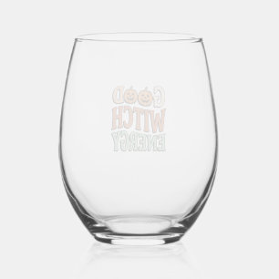 Gute Hexenenergie Vintage Halloween Vektor Design_ Weinglas Ohne Stiel