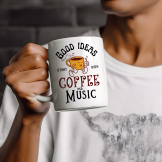 Gute Ideen beginnen mit Kaffee und Musik Vintage-S Kaffeetasse