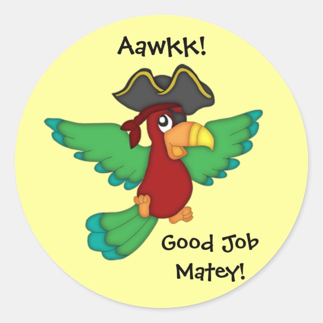 Gute Job Matey! Pirate Parrot! Runder Aufkleber (Vorderseite)
