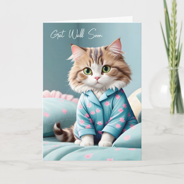 Gute Katze in Pajamas Karte (Vorderseite)