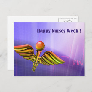 Gute Krankenwoche. Caduceus Postkarte