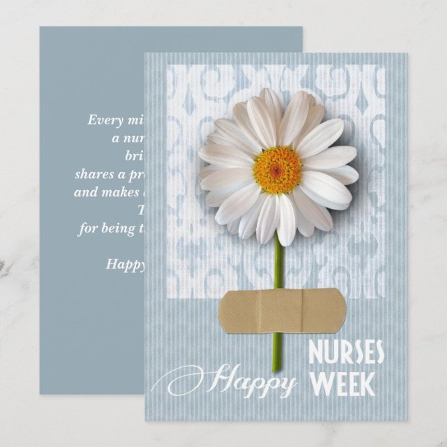 Gute Krankenwoche. Daisy Flat Grußkarte Ankündigung (Vorne/Hinten)