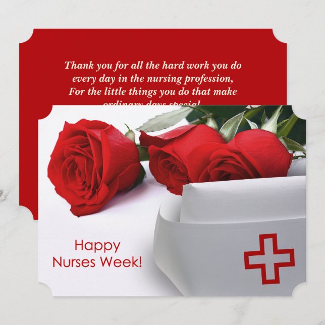 Gute Krankenwoche. Rote Rosen- und Krankenversiche Einladung (Vorne/Hinten)