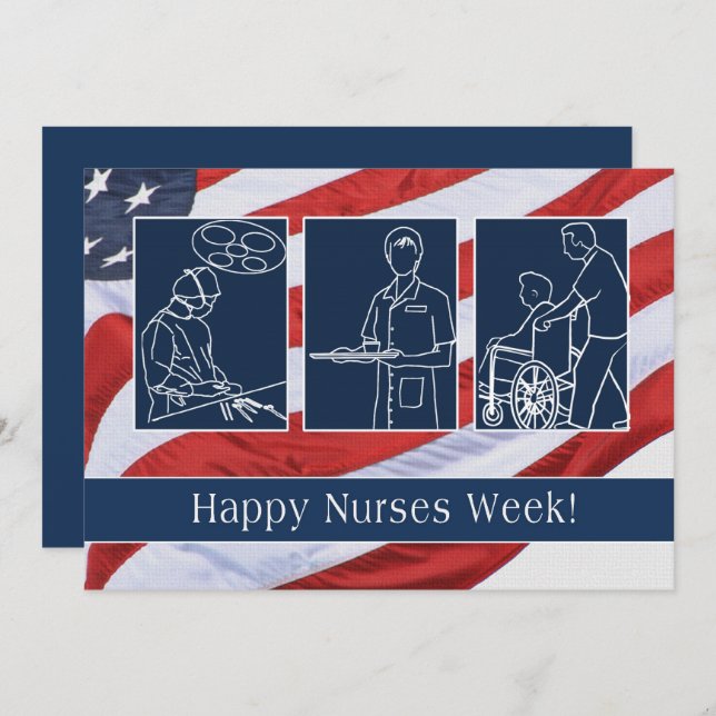 Gute Krankenwoche. USA Patriotic Custom Flachcard Dankeskarte (Vorne/Hinten)