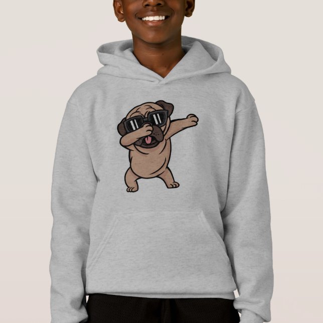 Gute Laune Mops mit Sonnenbrille Dabbing Hoodie (Vorderseite)