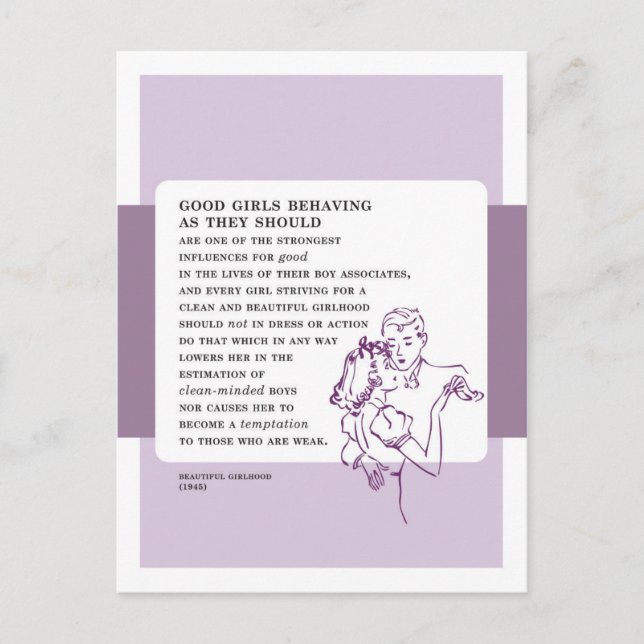 Gute Mädchen verhalten sich Vintag schlecht berate Postkarte (Vorderseite)