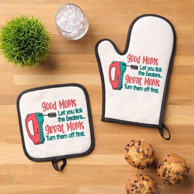 Gute Mamas Ließ Sie die Beaters sehen Große Mamas  Ofenhandschuh & Topflappen-Set (Oben Unten)