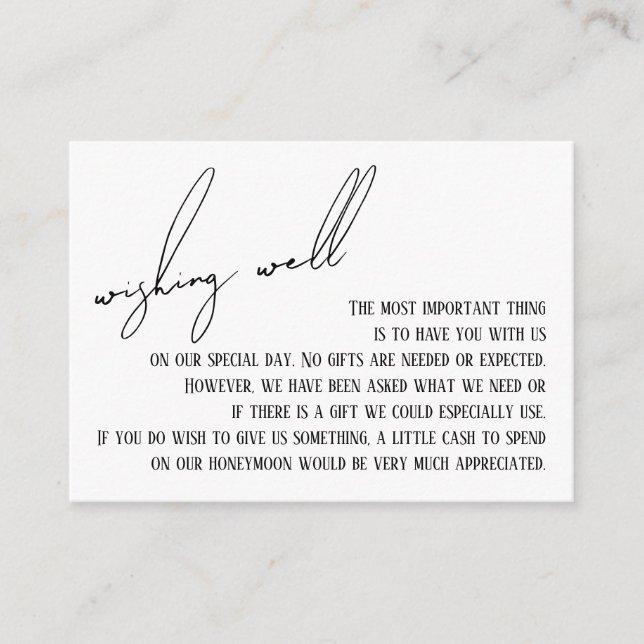 Gute moderne, schlanke Handschrift weiß Begleitkarte (Vorderseite)