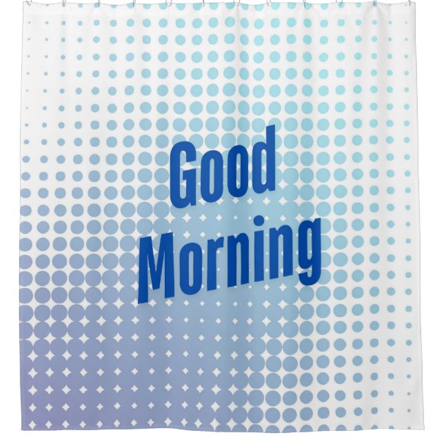 Gute morgendliche blaue Punkte Duschvorhang (Vorderseite)