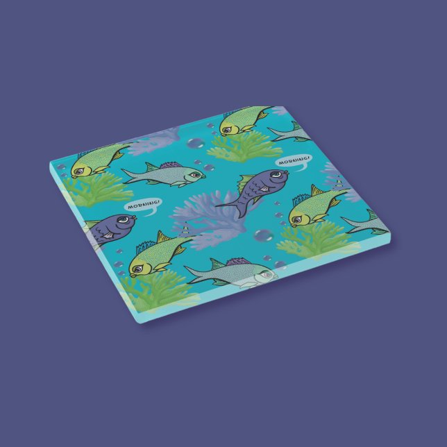 Gute Morgenröte beim Schwimmen von Fischkorallenri Glasuntersetzer (Von Creator hochgeladen)