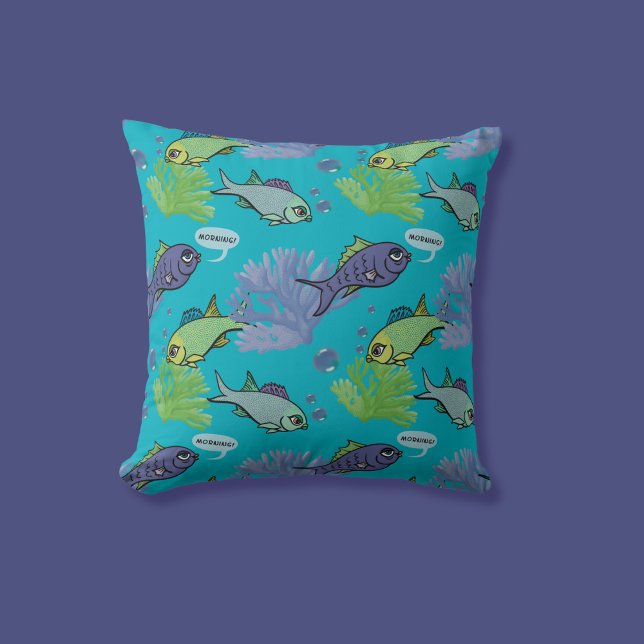 Gute Morgenröte beim Schwimmen von Fischkorallenri Kissen (Von Creator hochgeladen)