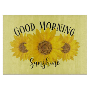 Gute Morgensonne Gelbe Sonnenblumen Schneidebrett