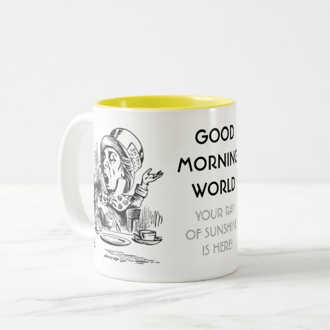 Gute Morgenwelt Zweifarbige Tasse (Vorderseite Links)