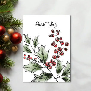 Gute Nachrichten — Botanische Weihnachtskarte mit Karte