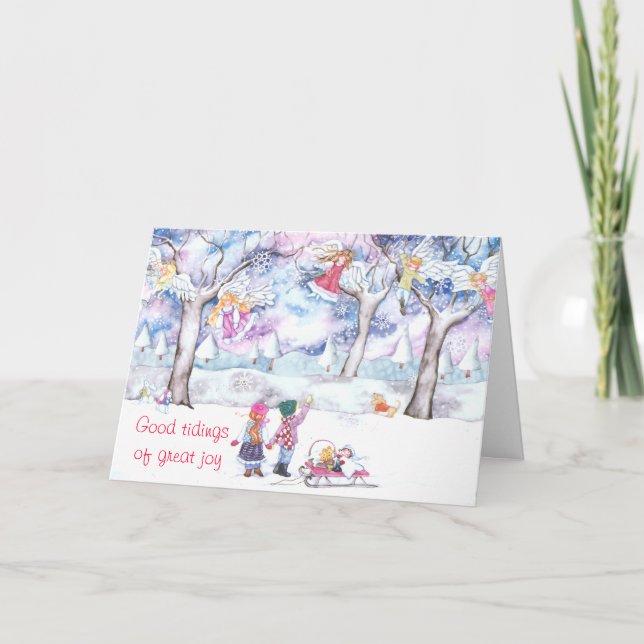 Gute Nachrichten mit großer Freude Feiertagskarte (Vorderseite)