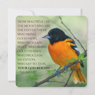 Gute Nachrichtenkarte mit Colorful Oriole & Isaiah Feiertagskarte