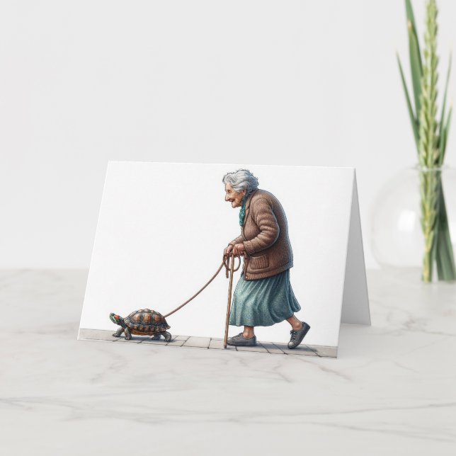 Gute Nacht Alte Dame Spaziergang durch eine Schild Karte (Vorderseite)