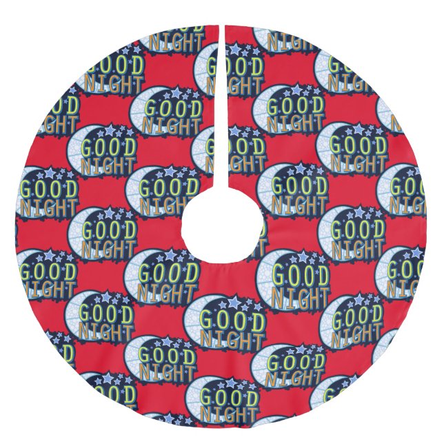 Gute Nacht Crescent Moon Thunder_Cove Polyester Weihnachtsbaumdecke (Vorderseite)