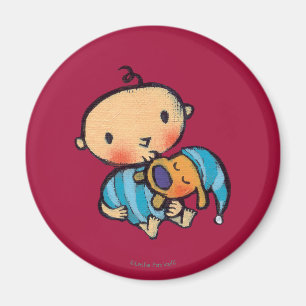 Gute Nacht Kuss-entzückender Welpe in den blauen Magnet