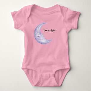Gute Nacht Lila Mond Baby Strampler