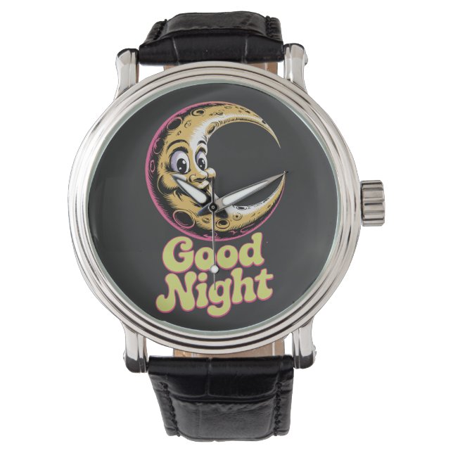 Gute Nacht Retro Moon Armbanduhr (Vorderseite)