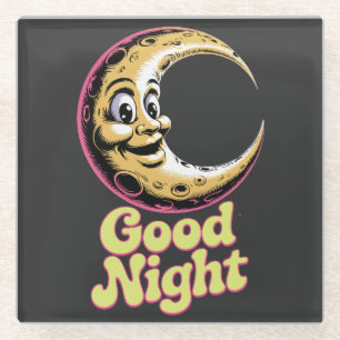 Gute Nacht Retro Moon Glasuntersetzer