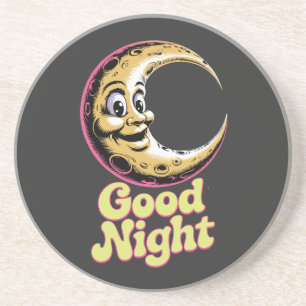 Gute Nacht Retro Moon Sandstone Untersetzer