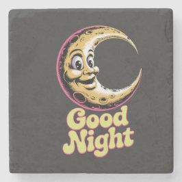 Gute Nacht Retro Moon Steinuntersetzer