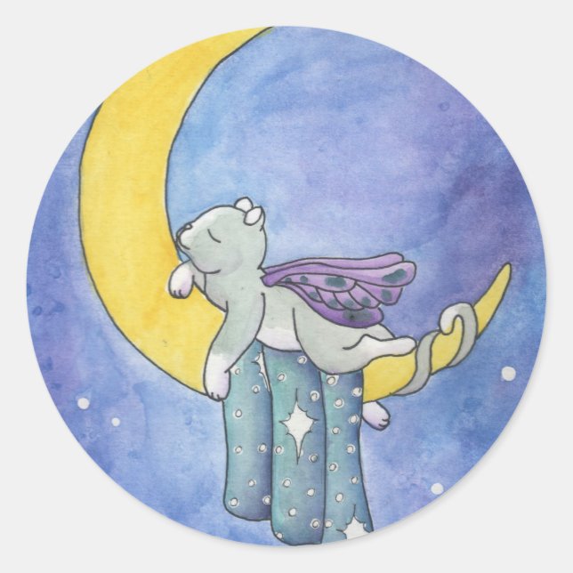 Gute Nacht Runder Aufkleber (Vorderseite)