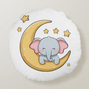 Gute Nacht schlafender Baby-Elefant Rundes Kissen