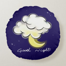 Gute Nacht – Süße Mond- und Wolkenkinder  Rundes Kissen