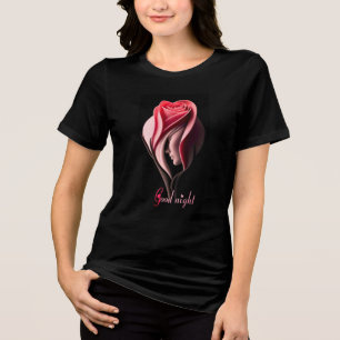 Gute-Nacht-Text mit Rosenblumen-Markierung Tri-Blend Shirt