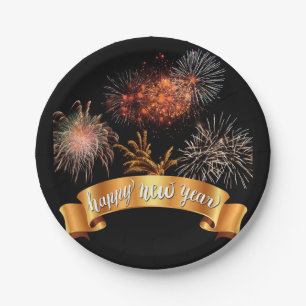 Gute Neujahrsfeuerwerke Pappteller