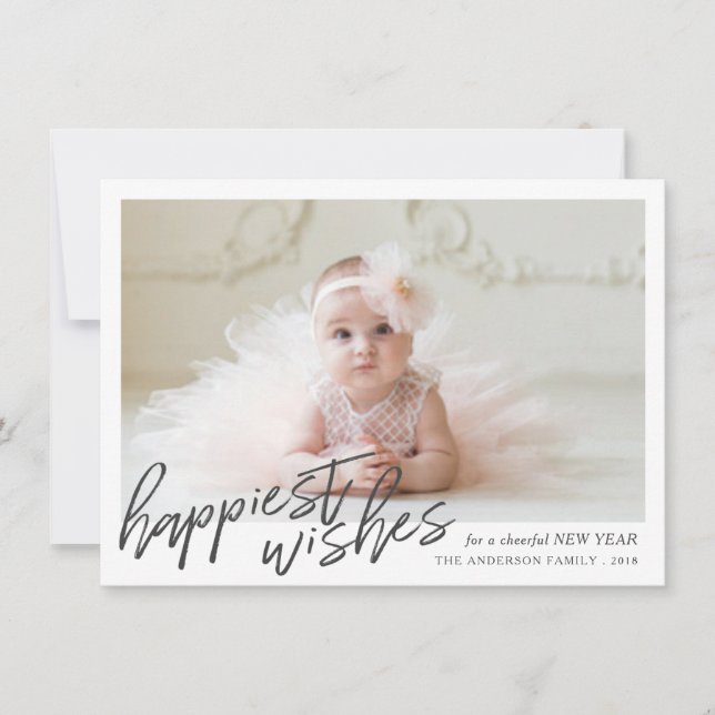 Gute Neujahrswünsche handgeschriebenes Gerahmtes F Feiertagskarte (Vorderseite)