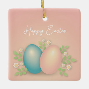 Gute Ostereier und Frühlingsblumen Keramikornament