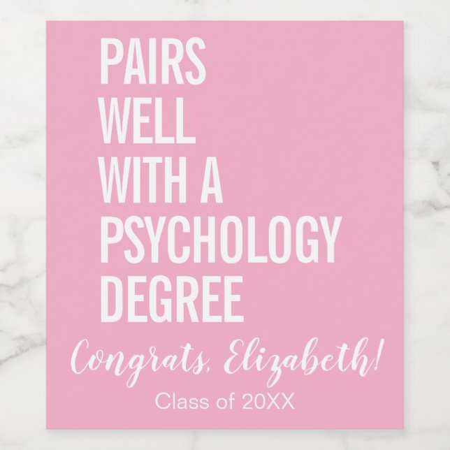 Gute Paare mit einem Abschluss in Psychologie Weinetikett (Einzelnes Label)