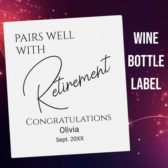 Gute Pässe bei der Pensionierung Weinetikett (Von Creator hochgeladen)