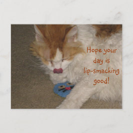 Gute Postkarte mit Lip-smacking