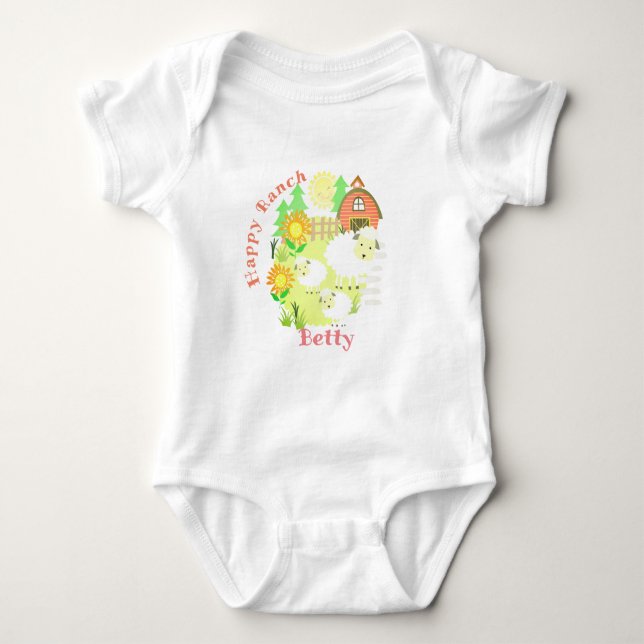 Gute Ranch Sheep. Personalisiert. Baby Bodysuit Baby Strampler (Vorderseite)
