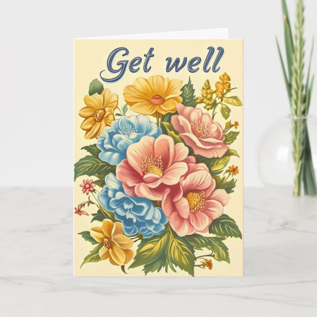 Gute Retro-Blume Feiertagskarte (Vorderseite)