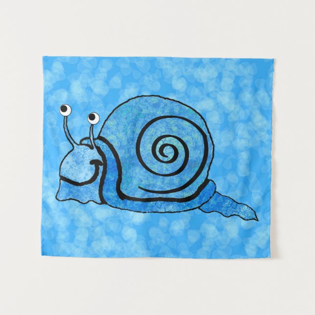 Gute Schnecke mit hellblauer Muschel Wandteppich (Vorderseite (Horizontal))