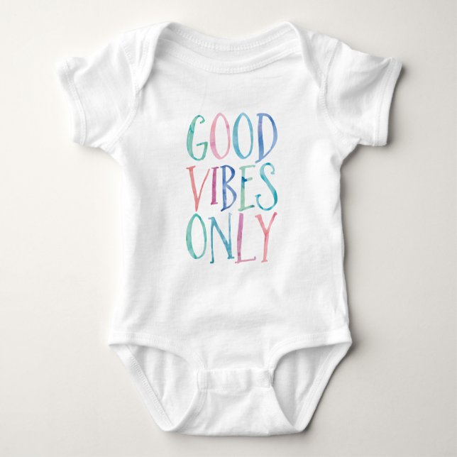 Gute Schwingungens-nur - bunte Aquarell-Typografie Baby Strampler (Vorderseite)