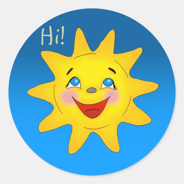 Gute Sonne Runder Aufkleber (Vorderseite)