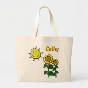 Gute Sonne und Sonnenblumen Jumbo Stoffbeutel