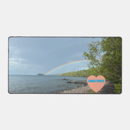 Gute Stimmung - Doppelregenbogen über Isle Royale Schreibtischunterlage