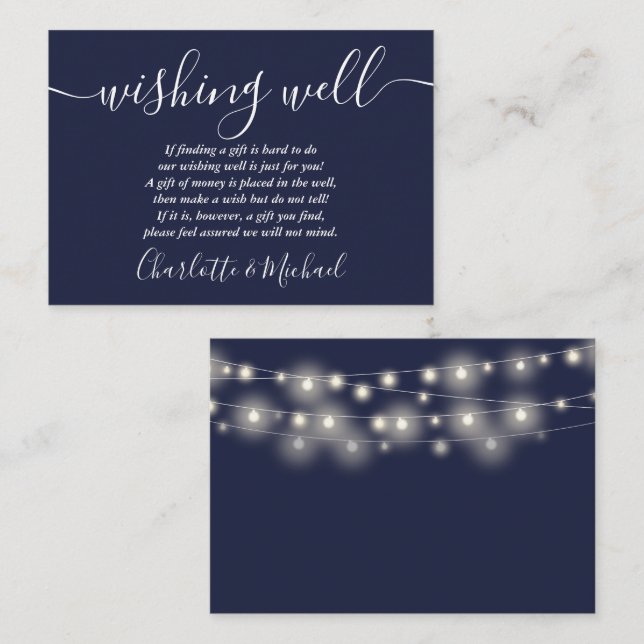 Gute Streichellichter Navy Blue Wedding Begleitkarte (Vorne/Hinten)