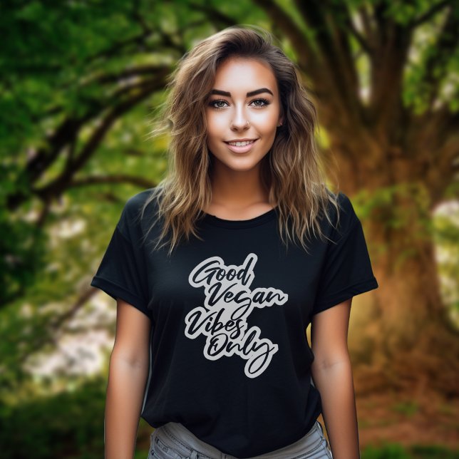 Gute Vegane Vibes nur Schwarzweiß Veganismus T-Shirt (Von Creator hochgeladen)